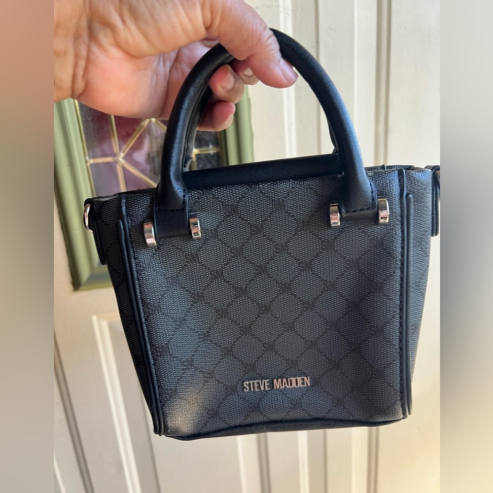 Steve Madden Black Structured Mini Satchel